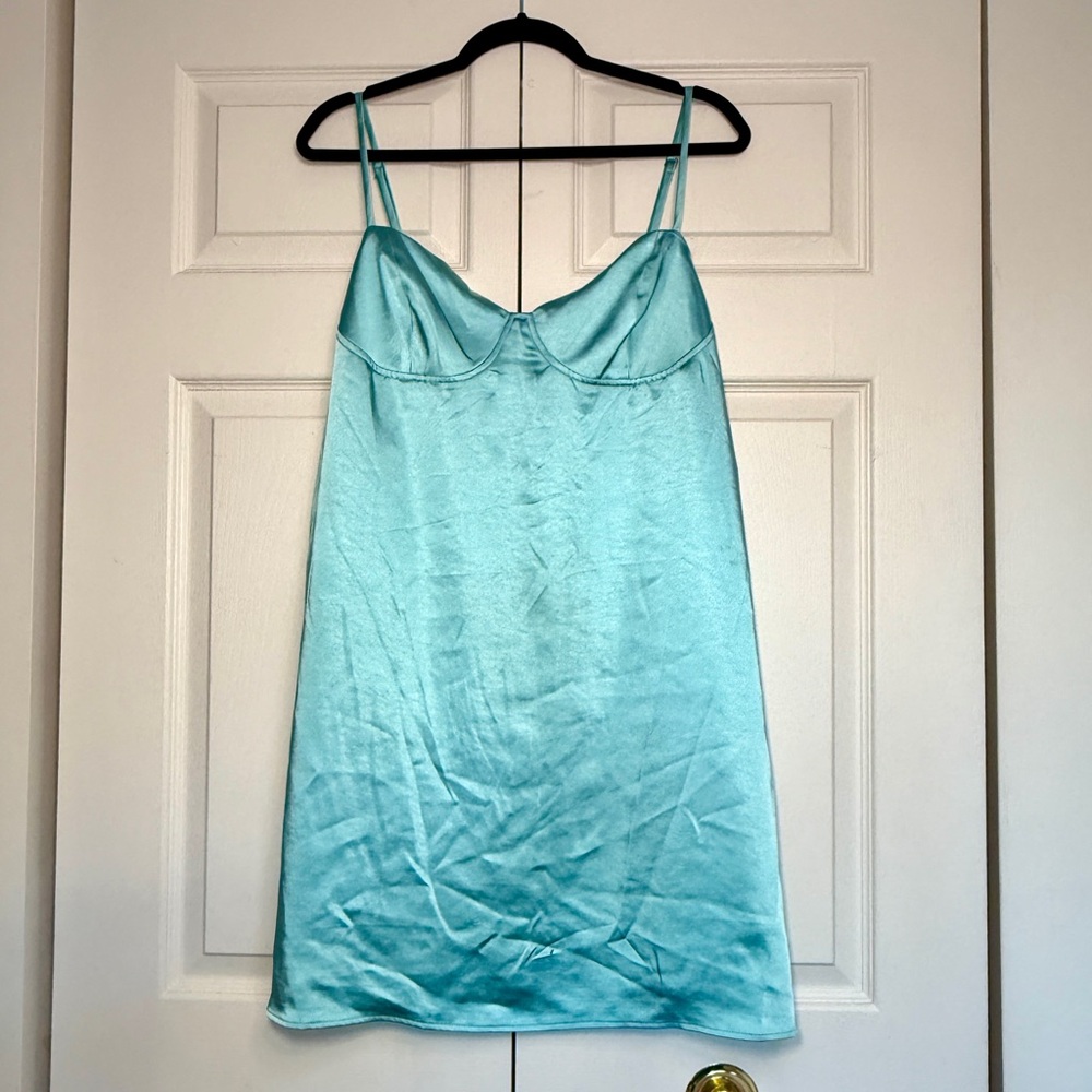 NWT Wild Fable Satin Aqua Mini Dress